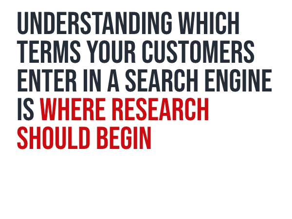 Understanding which terms your customers enter in a search engine is where research should begin